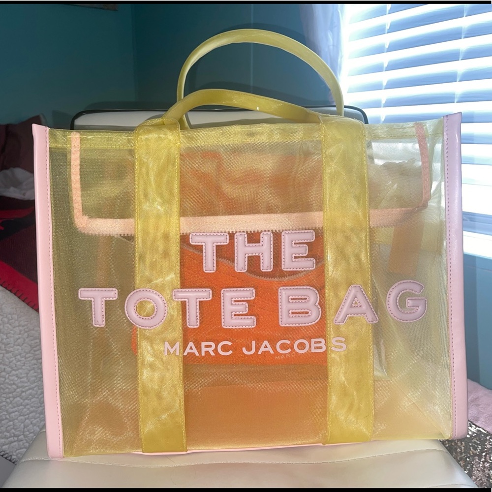 MARC JACOBS YELLOW MESH TOTE BAG LARGE